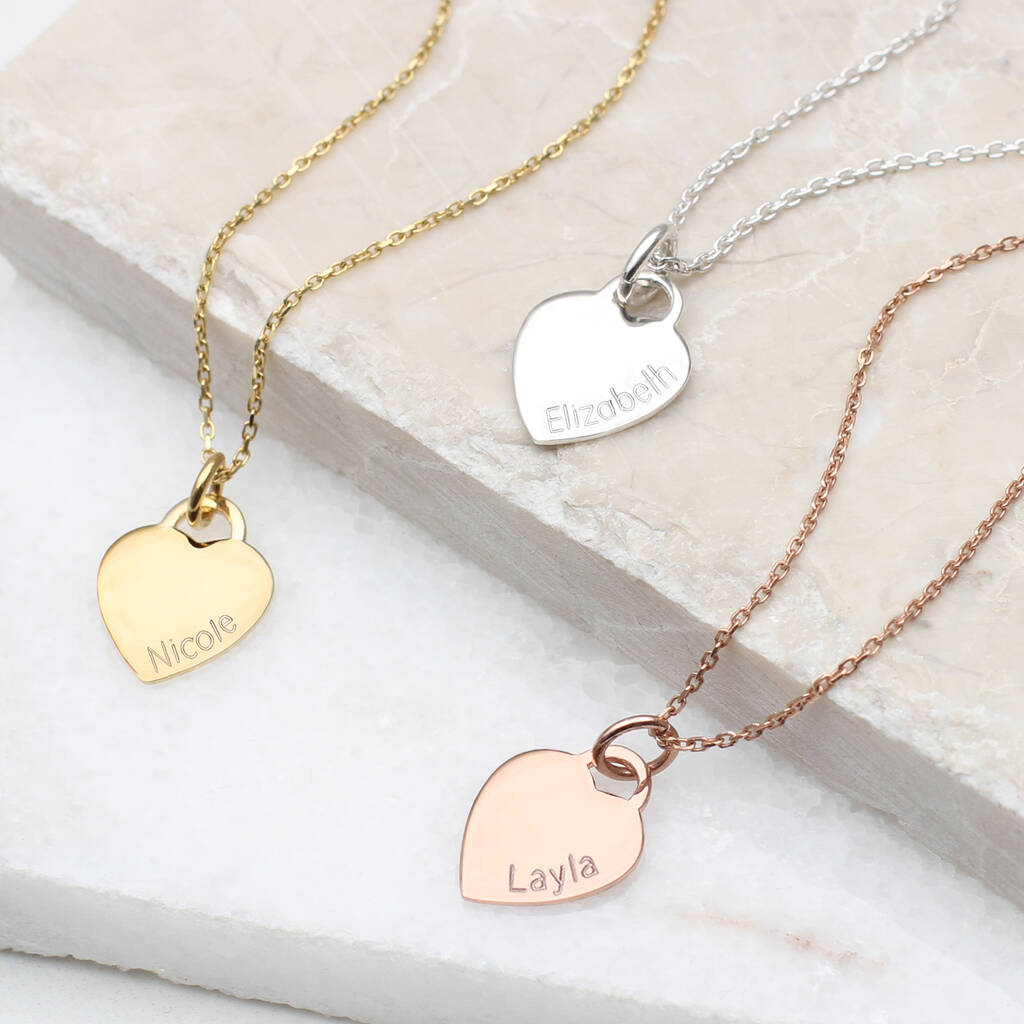 18ct Gold Plated Or Silver Heart Charm Name Necklace By Hurleyburley ...