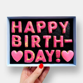 Classic Birthday Iced Biscuits And Macarons Hamper Gift, 2 of 6