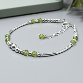 Peridot And Sterling Silver Bracelet, August Birthstone Jewellery, 2 of 3