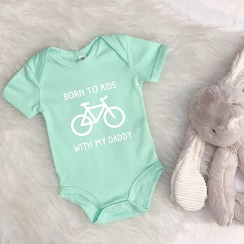 Born To Ride With Daddy Cycling Babygrow, 3 of 11