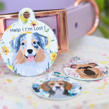 Premium Floral Dog Breed Name Tag, 5 of 12
