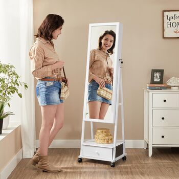 Full Length Mirror Jewellery Cabinet With Lock And Drawer, 2 of 7