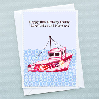 'Fishing Boat' Personalised Birthday Card, 5 of 5