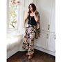 'Eira' Black, Rose And Gold Floral Baroque Viscose Palazzo Trousers, thumbnail 3 of 6