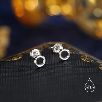 Sterling Silver Tiny Open Circle Stud Earrings, 2 of 12