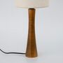 Walnut Wood Table Lamp, Vintage Linen Lampshade Lamp, thumbnail 7 of 10
