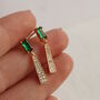 Emerald Crystal Drop Earrings, thumbnail 2 of 4