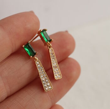 Emerald Crystal Drop Earrings, 2 of 4