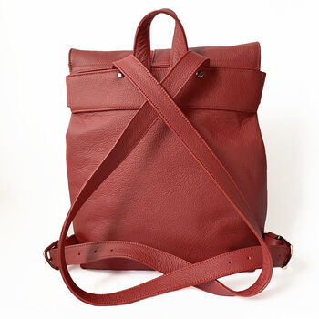 Medium Red Leather Backpack, 5 of 8