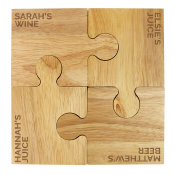 Personalised Wooden Jigsaw Coasters Set Of Four, 2 of 4