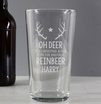 Personalised Time For A Reinbeer Pint Glass, 3 of 3