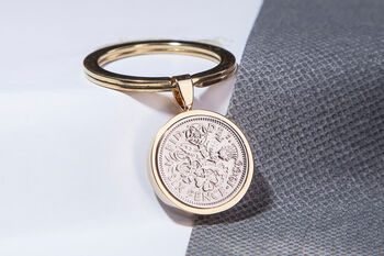 1966 60th Birthday Sixpence Coin Keyring Gift, 2 of 5