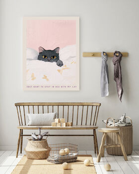 Cat Quote 'Stay In Bed With My Cat' Art Print, 5 of 5