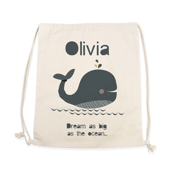 Personalised Children's Whale Pe Kit Bag, 11 of 12