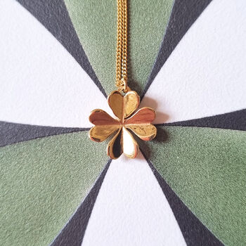 Four Leaf Clover Necklace – Silver/Gold Vermeil, 3 of 8