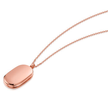 Mens 18 K Rose Gold Plated Oval Tag Locket, 5 of 6