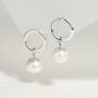 Silver Pearl Drop Earring With Circle, thumbnail 2 of 4