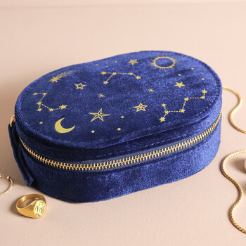 Starry Night Velvet Oval Jewellery Case, 8 of 9