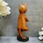 32cm Handcarved One Leg Yoga Cat Wooden Ornament Gift, thumbnail 10 of 12
