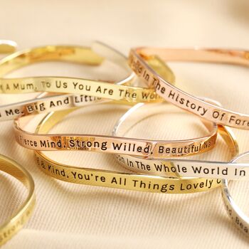 Adjustable Favourite Person Meaningful Word Wave Bangle, 7 of 7