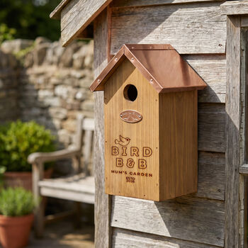 Engraved Garden Bird Box With Copper Roof, 8 of 8