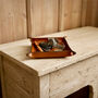 Personalised Leather Desk Valet Tray, Spanish Brown, thumbnail 3 of 12
