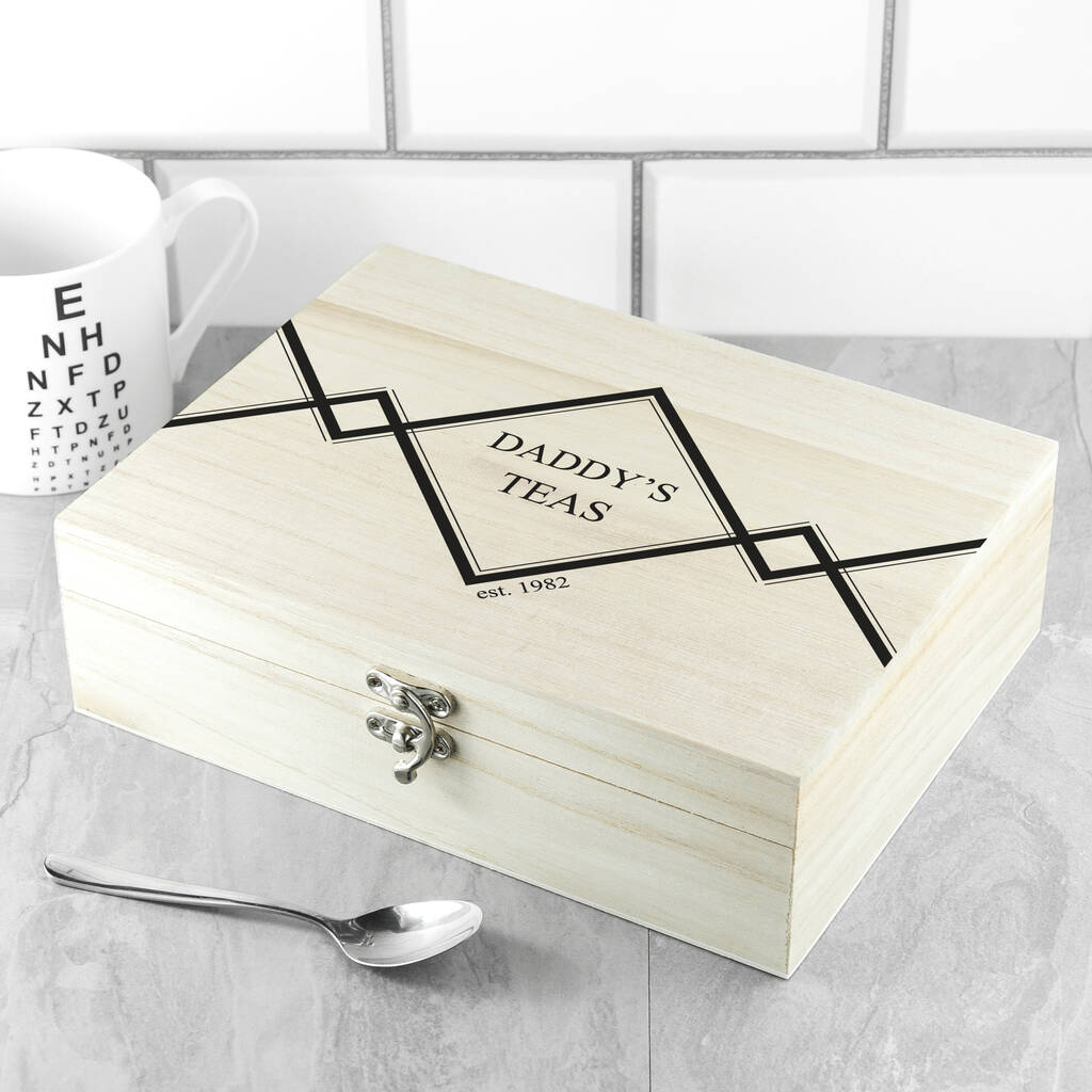 Personalised Gentlemen's Wooden Tea Box With Tea, 1 of 9