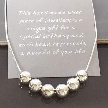 60th Birthday Handmade Silver Bead Necklace, 2 of 6