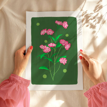 Delicate Floral Art Print Green, 5 of 5