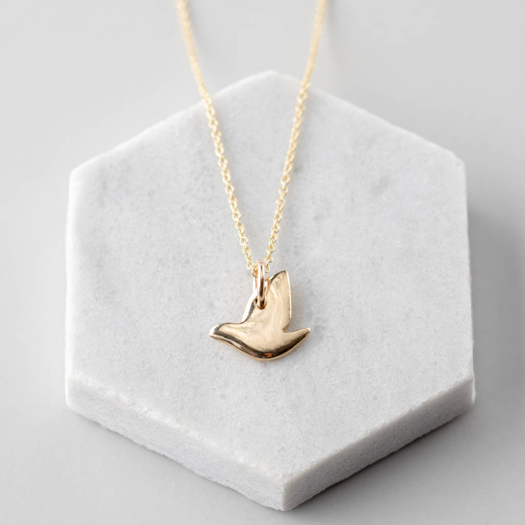 Solid 9ct Gold Dove Pendant, 1 of 5