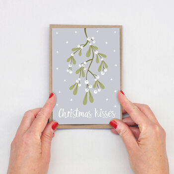 Christmas Kisses Card. Single Card Or Pack Of Six, 2 of 2