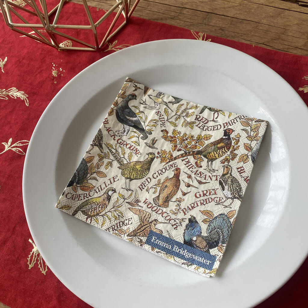 Elegant Red Game Birds Christmas Cocktail Napkins For Holiday Celebrations, 1 of 2