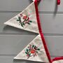 Christmas Robin Embroidered Linen Bunting, thumbnail 3 of 4