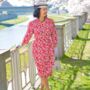 Mabel Long Sleeve Dress In Red Pansy Vintage 1940s Style, thumbnail 1 of 3