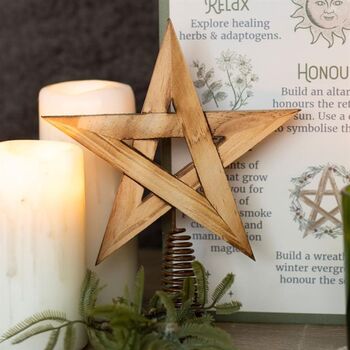 Wooden Pentagram Tree Topper, 2 of 3