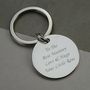 Personalised Round Sterling Silver Key Ring, thumbnail 2 of 5