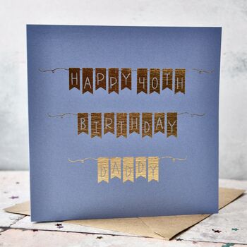 Personalised Birthday Bunting Gold Foiled Card, 2 of 3