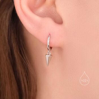Dangling Spike Dagger Huggie Hoop Earrings, 2 of 12