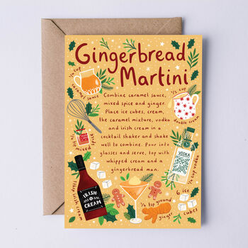 Fun Christmas Card, Gingerbread Martini Cocktail Recipe, 2 of 3