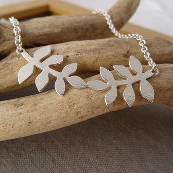 Silver Textured Fern Leaf Necklace, 3 of 3