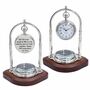 Personalised Chrome 19th Anniversary Desk Clock With Compass, thumbnail 1 of 9