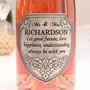 Personalised Mr And Mrs Rose Champagne And Pewter Label, thumbnail 3 of 9