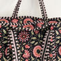 Black And Pink Flower Cotton Quilted Shoulder Bag With Zip, thumbnail 3 of 6