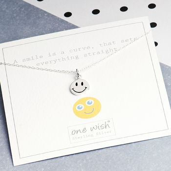 Smiley Face Emoji Necklace In Sterling Silver, 2 of 9