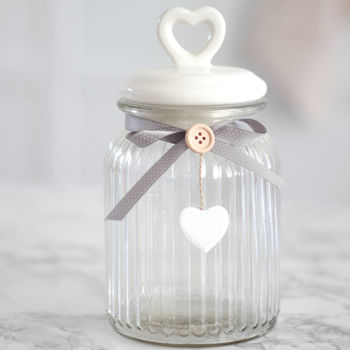 Rippled Glass Cookie Jar With Ceramic Lid, 3 of 6