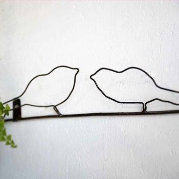 Recycled Metal Wire Birds On Rod Wall Attachment, 2 of 2