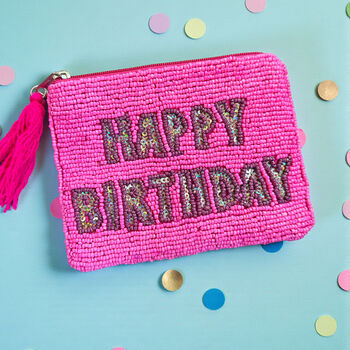 Happy Birthday Beaded Zip Pouch, 3 of 3