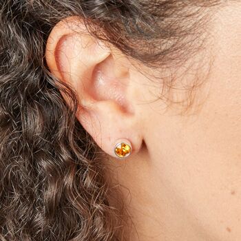 Sterling Silver November Birthstone Stud Earrings – 7mm, 2 of 6
