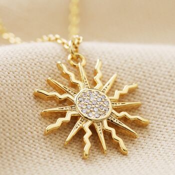Crystal Sunshine Pendant Necklace In Gold Plating, 3 of 5