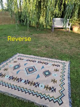 Navy Blue Aztec Blanket And Furniture Throw, 9 of 11
